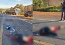 Homem e criança morrem em grave acidente entre moto e caminhão em Rondônia